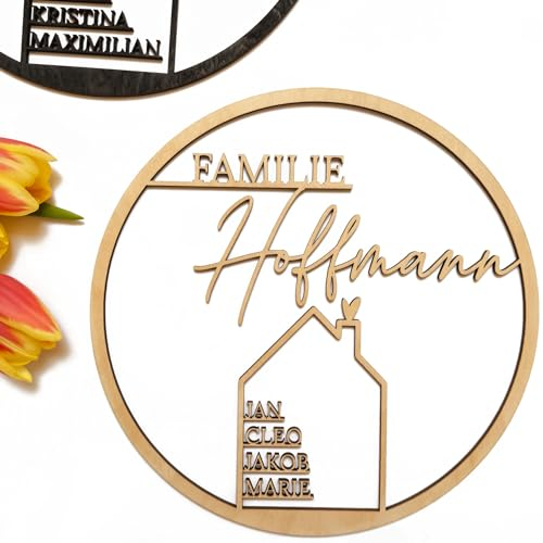 Türkranz Geschenk zur Hochzeit aus Holz mit Familienname | Geschenk an Brautpaar, Freunde, Familie zum Einzug/Einweihung | personalisiertes Familienschild | Türkranz Deko mit Namen