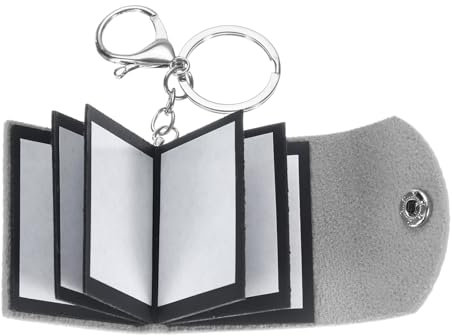 sourcing map Porte-clés personnalisé avec images, mini album photo en cuir personnalisé avec 10 photos, petit porte-clés souvenir pour la famille, gris