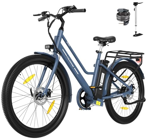 COLORWAY E Bike, 27,5 Zoll E-CityBike damen,36V 12Ah Akku, 50-100km Reichweite,250W Motor,LCD-Display,E-Bike Tiefeinstieg