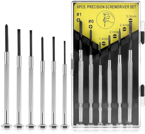 Lot de 6 mini tournevis de précision avec 6 tournevis plats et cruciformes de tailles différentes, pour réparation d'ordinateur, électronique, jouets, montre, iPhone, lunettes