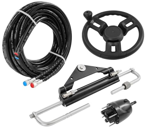 Begoniape Hydraulisches Lenksystem für Außenborder bis 150 PS | Komplettset mit Lenkrad & 8m Schläuchen | Für kleine/mittelgroße Boote
