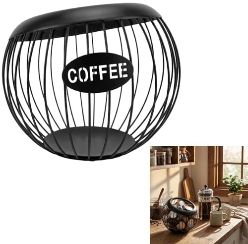 Contenitore per capsule di caffè, in metallo, per capsule, per bancone e cucina, colore nero