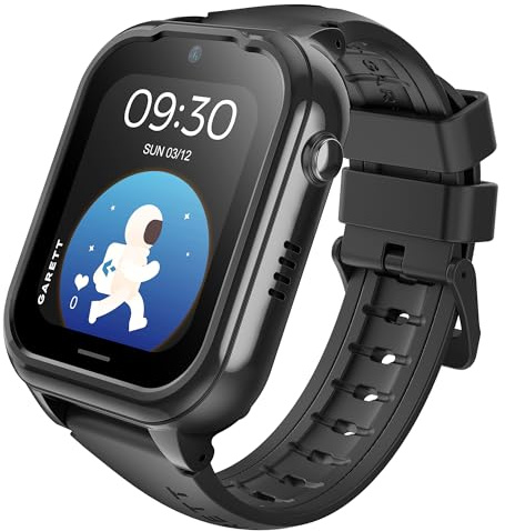 garett Smartwatch Kinder Mädchen Jungen - 1,69″ - 4G LTE Face Unlock - GPS GEO-Zaun Videoanruf SOS - Essa GO 4G Schwarz