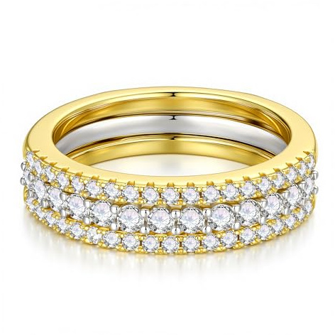 MOOSEA 925 Sterling Silver Rings for Women 14K Gold Plated Womens Wedding Bands Ideal Anniversary Promise Ring Women's Eternity Rings Silver Jewelry Gift
