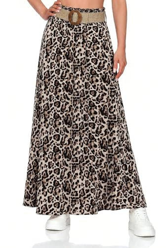 Hailys Damen Maxi Rock Langer Sommerrock Damenrock Viskose mit breitem Gürtel Si44na