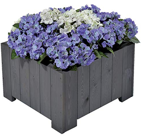 GASPO Blumenkasten Wels, aus massivem Holz, 57 x 57 x 35 cm, Vintage grau, Pflanzkübel für Garten und Balkon