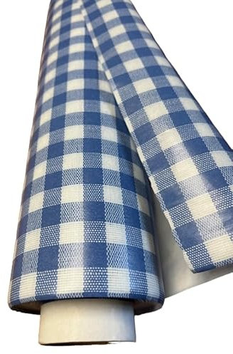 generique creadetex.com Nappe Vinyle Carreaux Vichy Bleu Toile ciree Impermeable au Metre Largeur 140 cm
