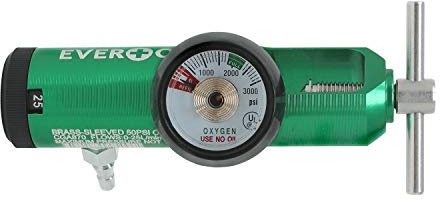 EverOne Mini régulateur d'oxygène avec clé, 0-25 litres par min, manchon en laiton, connexion CGA 870, manchon en laiton