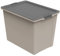 Rotho Compact - Caja de Almacenamiento 70 L con Tapa y Ruedas, Plástico (PP Reciclado) sin BPA, Marrón Capuchino/Gris Antracita, A3/70 L (57.0 x 39.5 x 43.5 cm)
