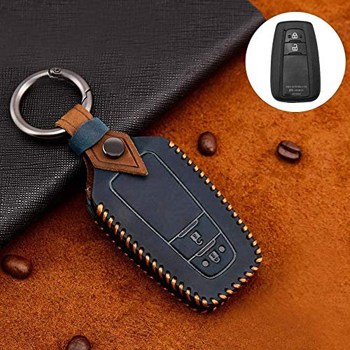 pour Toyota Couvre-clé de voiture en cuir de première qualité Porte-clé de protection pour Toyota CHR C-HR RAV4 Camry Corolla Prado Prius 2016 2017 2018 2019 2020 Étui à distance pour clé de voiture .