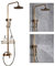 Fetcoi Ensemble de douche rétro - En laiton vieilli - Système de douche avec thermostat - Douche à effet pluie - Colonne de douche vintage avec douchette et douche de pluie