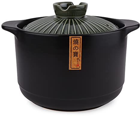 Lake Tian Faitout en céramique, faïence japonaise, faïence, faïence, céramique chinoise, faitout en terre cuite avec couvercle, petite vapeur, 4QT (vert)