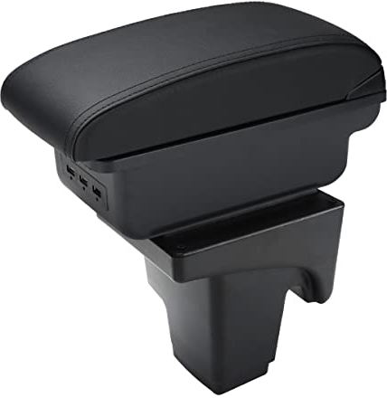 MARCHFA Armlehnen-Aufbewahrungsbox, passgenau für Focus 3 MK3 2011–2019,Armlehnenbox mit 3 USB-Ladeanschlüssen,1 Stück (schwarze Linie)