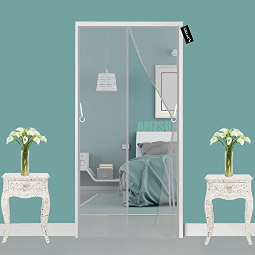 moustiquaire porte camping car 105 x 215 cm Moustiquaire Porte Fenetre Fermeture Automatique Rideau Anti Mouche sans Percer pour Couloirs Portes Patio - Gris