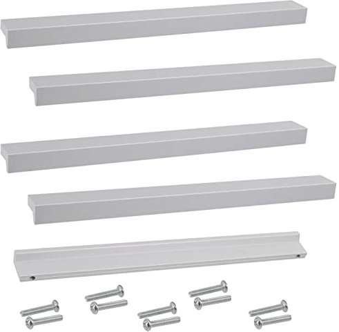 Aerzetix - C64313 - Set di 5 maniglie per mobili interasse 192mm - porte armadio cassetto decorazione interno arredamento cucina soggiorno assemblaggio - in alluminio - colore argento opaco