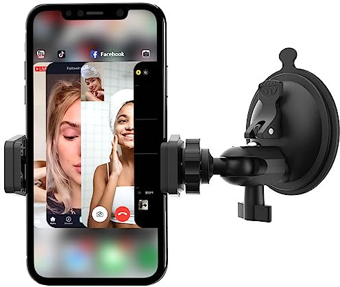 HzTinT Duschspiegel-Handyhalter, Saugnapf, Spiegel-Telefonhalterung für Duschspiegel, Badezimmer, Glas, Küche, Fliesen, TikTok YouTube Instagram Make Up Vlog Video Content Creator Essentials
