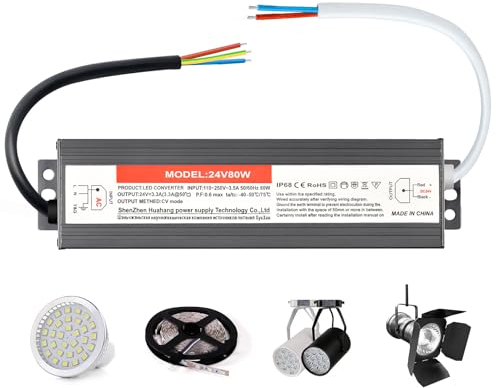 LED Trafo 24V 80W 3.33A, LED Netzteil Treiber Wasserdicht IP67, LED Transformator, LED Treiber 110/220V AC50/60HZ, Outdoor TrafoKonstantspannung Für LED Beleuchtung
