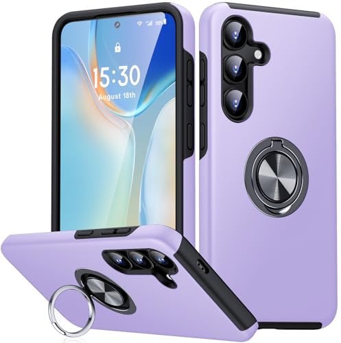 KOVASIA für Samsung Galaxy S25 Hülle/S24 Hülle mit 360° Drehbarer Ständer, Militärischer Schutz Handyhülle für Samsung S25/S24, Stoßdämpfende Fallschutz S25/S24 Hülle, Violett