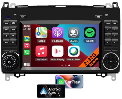Android 13 Autoradio Stereo GPS-Navigation für Mercedes Benz W169 B200 W245 W639 Vito Viano W906 Sprinter, 7 Zoll 2 Din Touchscreen, unterstützt CarPlay/Android Auto+Bluetooth WLAN (4core 2GB+32GB)