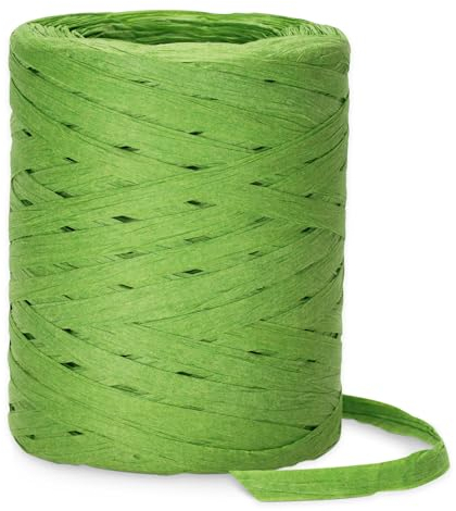 KINGLAKE Nastro di rafia, 200 m, di carta verde, filo di rafia, per confezioni regalo, decorazioni natalizie, imballaggi, legature per fioristi, uncinetto, giardinaggio