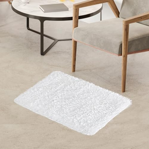 JingZhouYang Teppiche Gegend 40x60CM, Nette Dicke weiche Teppich, Shag Flauschige Plüsch Teppiche Dekor für Kinderzimmer, Schlafzimmer, Wohnzimmer, Badezimmer (Weiß)