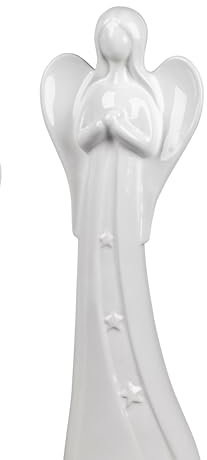 formano Weihnachtsengel 1 Stück Lieferumfang-Keramik Engel glasiert stehend,Creme-Weiss ca. 41x15x9 cm (H/B/T)