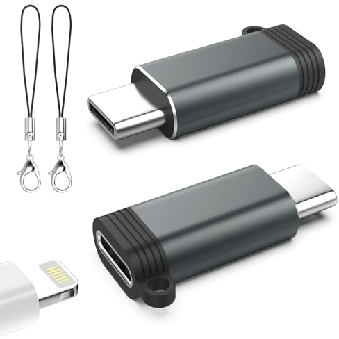 TiMOVO Lightning Female to USB C Male Adapter, 2 Pack USB C to Lightning Adapter for iPhone 15/16 Pro Max Plus, iPad Pro/Air, Support Charging/Data Transfer, Not for Audio/OTG, Grey