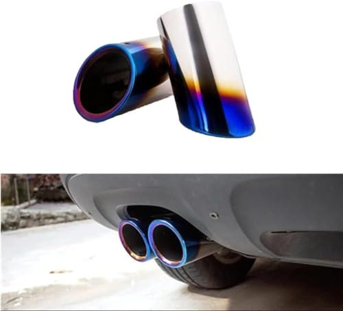ZCHQF Endstuck Auspuff für Audi Q3 2013-2015, Auspuffblenden Edelstahl Auto Endstück Endschalldämpfer Spitze Endrohrblende,C Blue