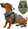 JoyDaog Hundejacke mit Geschirr, mit Fleece gefüttert, warmer Welpenmantel für den Winter, weich, winddicht, mittelgroße Hundeweste, Grün, Größe L