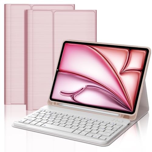 FOGARI iPad Air 11 Keyboard Case (M3 2025/M2 2024), Keyboard Case for iPad Air 7/6/5/4 (11''/10.9'') - UK Layout Bluetooth Detachable - Rose Gold