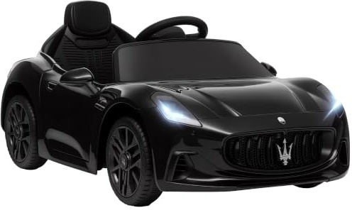 AIYAPLAY Voiture Électrique Enfants sous Licence 12V 3 à 5 Ans Noir | Maserati Gran Turismo Folgore, Véhicule Électrique, Télécommande 2,4G, Phares LED, Musique, Klaxon, MP3