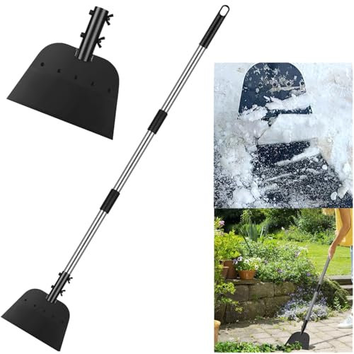Schneeschaufel,Gartenschaufel,Eiskratzer Bodenschaber,23cm Schaufel mit verstellbarem Griff,Eisentfernung für Gehweg und Straße, Gartenreinigungsschaber,Spatenwerkzeug zum Unkrautjäten