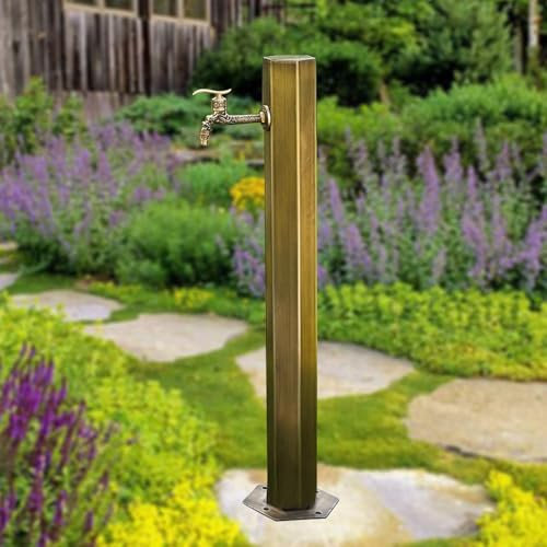 Colonna d'acqua verticale da giardino in acciaio inox anticato, supporto per tubo flessibile indipendente con rubinetto, colonna erogatrice d'acqua antigelo per esterni per irrigazione di patio e prat