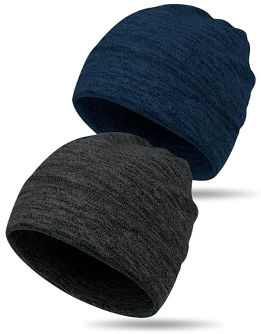 MELLIEX 2 Pezzi Berretto Uomo Donna Invernali, Cappello in Pile Skull cap Sportivo Multifunzionale per attività All'aperto Come Corsa, Ciclismo, Escursionismo
