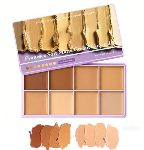 Sitovely 8Farben Full Cover Concealer Palette, Concealer Foundation Palette Soft Matte Concealer Creme Wasserdicht Long Lasting Augenringe Cover Blemishes & Roter Markierungen, Hervorhebung Der Kontur