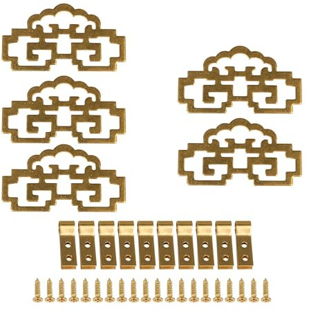 Rdexp 8 x 4.6 cm classique de style chinois Peinture Cadre photo Hanger Crochets de suspension Cyj020 Laiton antique avec des vis Lot de 5