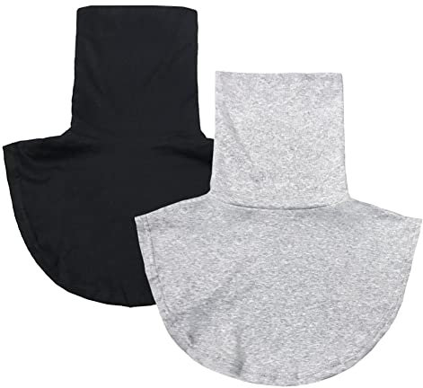 Joyci Mode Rollkragen Falsche Kragen Winter Unisex Baumwolle Einfache Dickey Kragen, 2er-Pack, Schwarz / Grau, Einheitsgröße