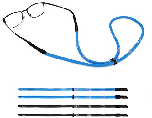 MoKo Correa de Gafas Ajustables, [4 Pack] Retenedor de Gafas de Sol Deportivas Universales con Tiras, Gafas de Sol de Unisexo para Todos - Negro y Azul