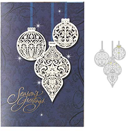 2hcn Stanzformen,Weihnachten Stanzformen,Metall Prägeschablone Für Scrapbooking DIY Album Papier Karte Weihnachtskarte Kunst Handwerk Dekor Blattreben Und Weihnachtskugeln
