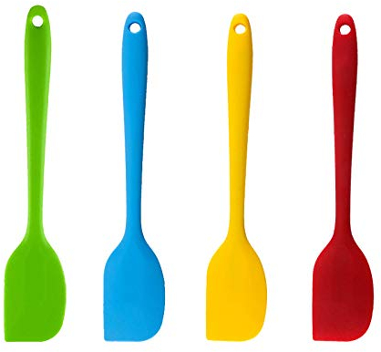 4PCS 21cm Food Grade Silicone Spatula Heat Resistant Spatula Baking Small Kitchen Spatula Seamless Rubber Spatulas Non Stick Jam Spatula Bpa Free Cake Cream Butter Spatula for Cooking Mixing Frying