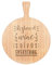 A Glass of Wine Solves Everything Pizza Board Paddle Serving Tray Handle Round Wooden 45x34cm