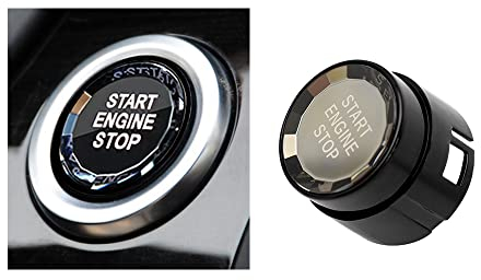 HIBEYO Auto Start-Stopp-Knopf ABS Abdeckung passt für BMW 1er 2er 3er 4er 5er 7er X1 X3 X4 X6 Zündschlossabdeckung Taster Dekorationen Motor Knopf Kristall Taste One Button Startknopf Zubehör-Schwarz