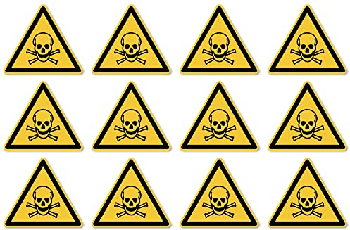 Warnung vor giftigen Stoffen: W016 - DIN EN ISO 7010 / ASR A1.3 - Aufkleber: 2,5 cm, 12 Stück