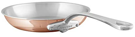 Mauviel M'6S Poêle à frire 6 plis Cuivre poli & Inox Poignées Fonte Inox 20,0 cm Fabriqué en France