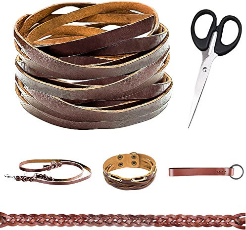 Cordon en Cuir Plate 10 mm x 5 mm Bracelet en Cuir Plat, Bracelet en Cuir Large, Montre en Cuir Au MèTre (5 m, Marron Antique)