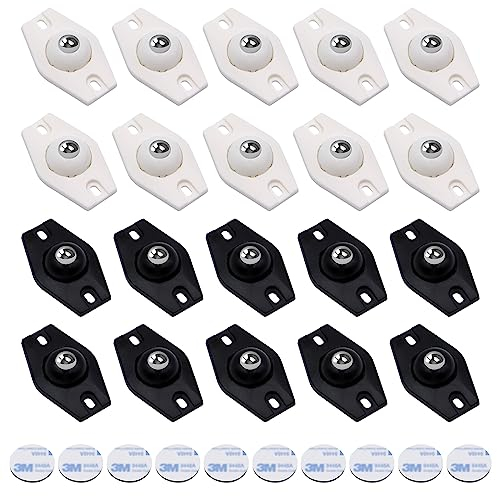 VEGCOO 20 Pièces Roulettes Pivotantes Auto-adhésives, Mini Transfert Roulettes de Meubles à 360 Degrés, Silencieuses, Pour Appareils de Cuisine Poubelles Boîte de Rangement Inférieure Poubelle