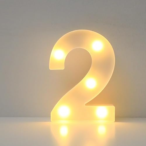 JYB Hopefuture LED Zahlen 3D Lampe Beleuchtete Ziffern, Dekorations Zahlen Nachtlicht Lampe 0 1 2 3 4 5 6 7 8 9, für Hochzeit, Geburtstag, Party, Weihnachtslampe (2)