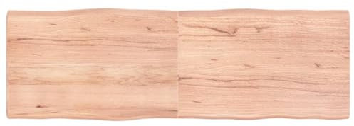 vidaXL Tischplatte, Holzplatte für Tisch Esstisch Couchtisch, Massivholzplatte Handgefertigt mit Baumkante, Ersatztischplatte Scharnierdesign, Hellbraun 180x60x(2-6) cm Massivholz Behandelt