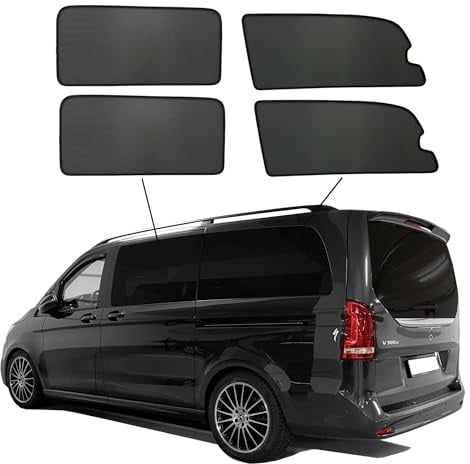 Premium SunClip Auto Sicht- & Sonnenschutz kompatibel mit Mercedes V-Klasse lang 2014-2024 (Seitenscheiben mit Ausstellfenster) INKL Tasche