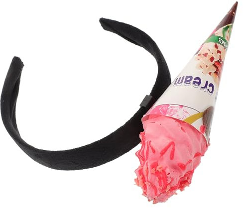 Zerodeko -Stirnband Eistüte-Haarbänder Lustiger Essens-Haarreifen Verrücktes Party-Hut Kopfbedeckung Verkäufer Kostüm Für Dessert-Party Kostümzubehör Rosa